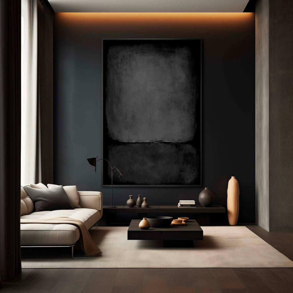 Pure Black Minimalist Painting Pure Black Living Room Wall Decoration