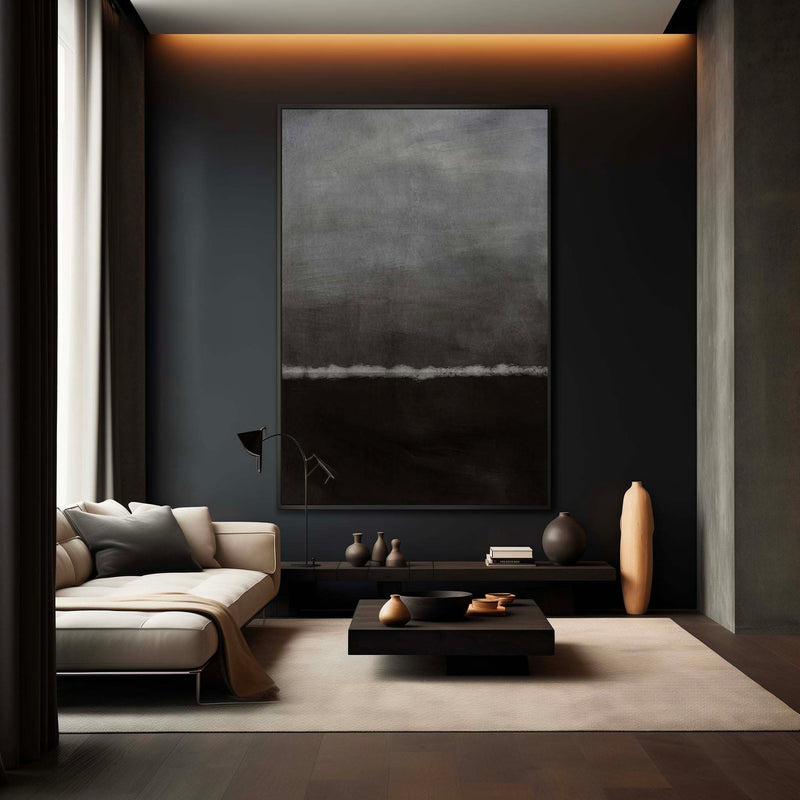 Black And Grey Minimalist Painting Black And White Wall Art Black And ...