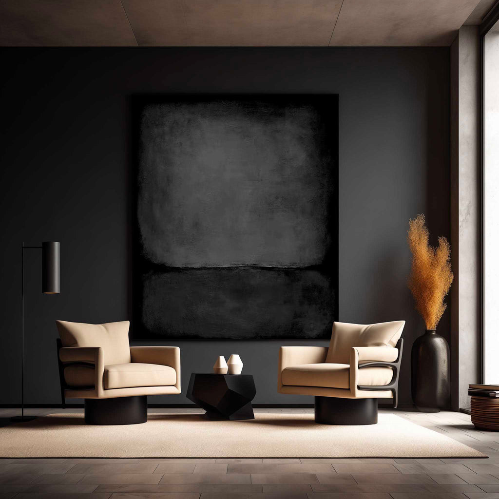 Pure Black Minimalist Painting Pure Black Living Room Wall Decoration ...
