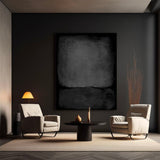 Pure Black Minimalist Painting Pure Black Living Room Wall Decoration Black Plaster Art
