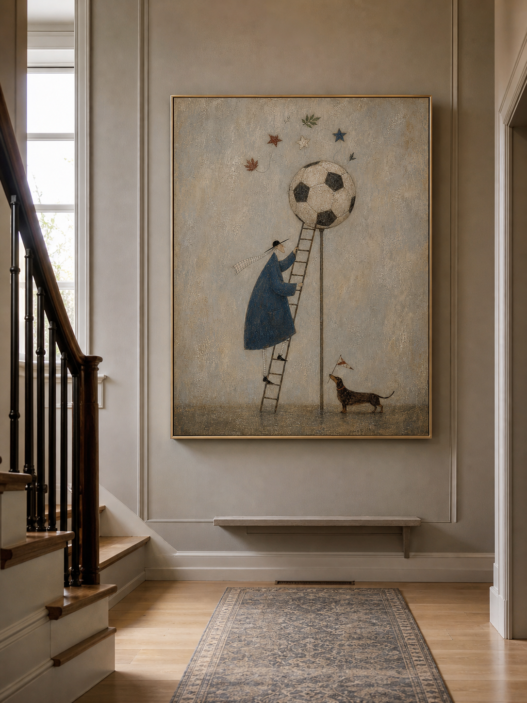 2026 World Cup Inspired Soccer Wall Art With Gentleman And Dachshund