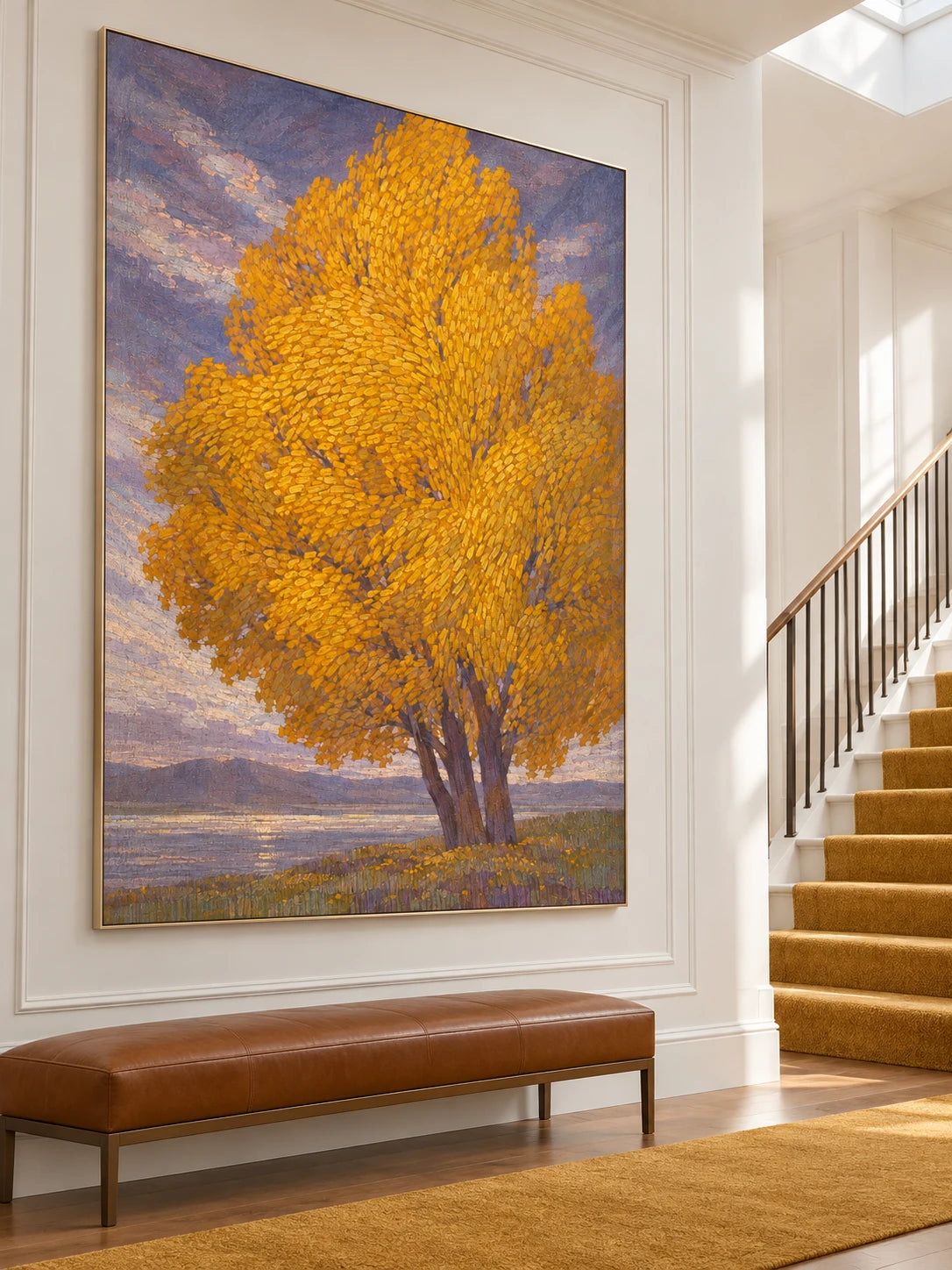 Large Textured Minimalist Tree Landscape Wall Art For Living Room And Bedroom Decor