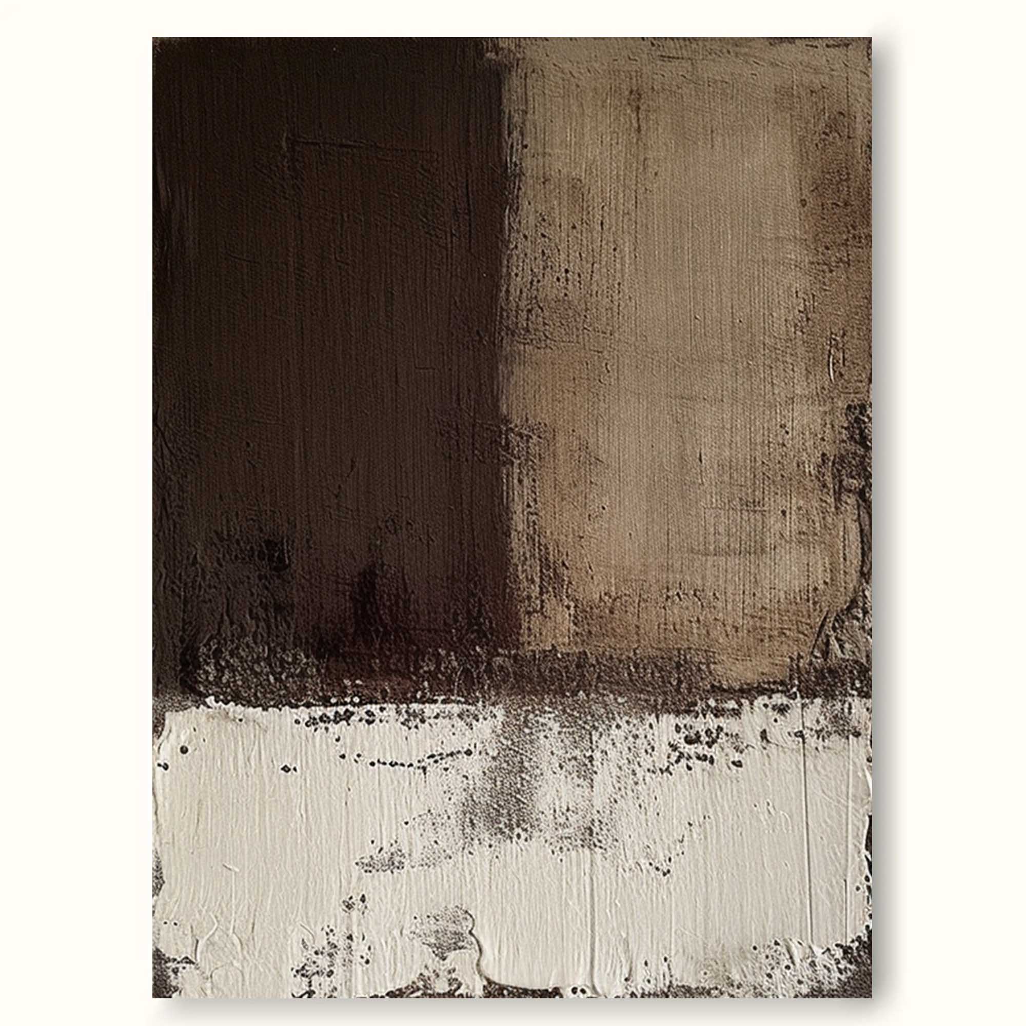 Minimalist Brown Abstract Canvas Wall Art Brown and White Abstract Textured Painting