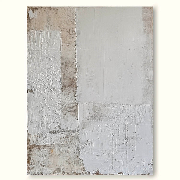 Large Beige And White Minimalist Wall Art Large Beige Textured Wall Art White Abstract Painting