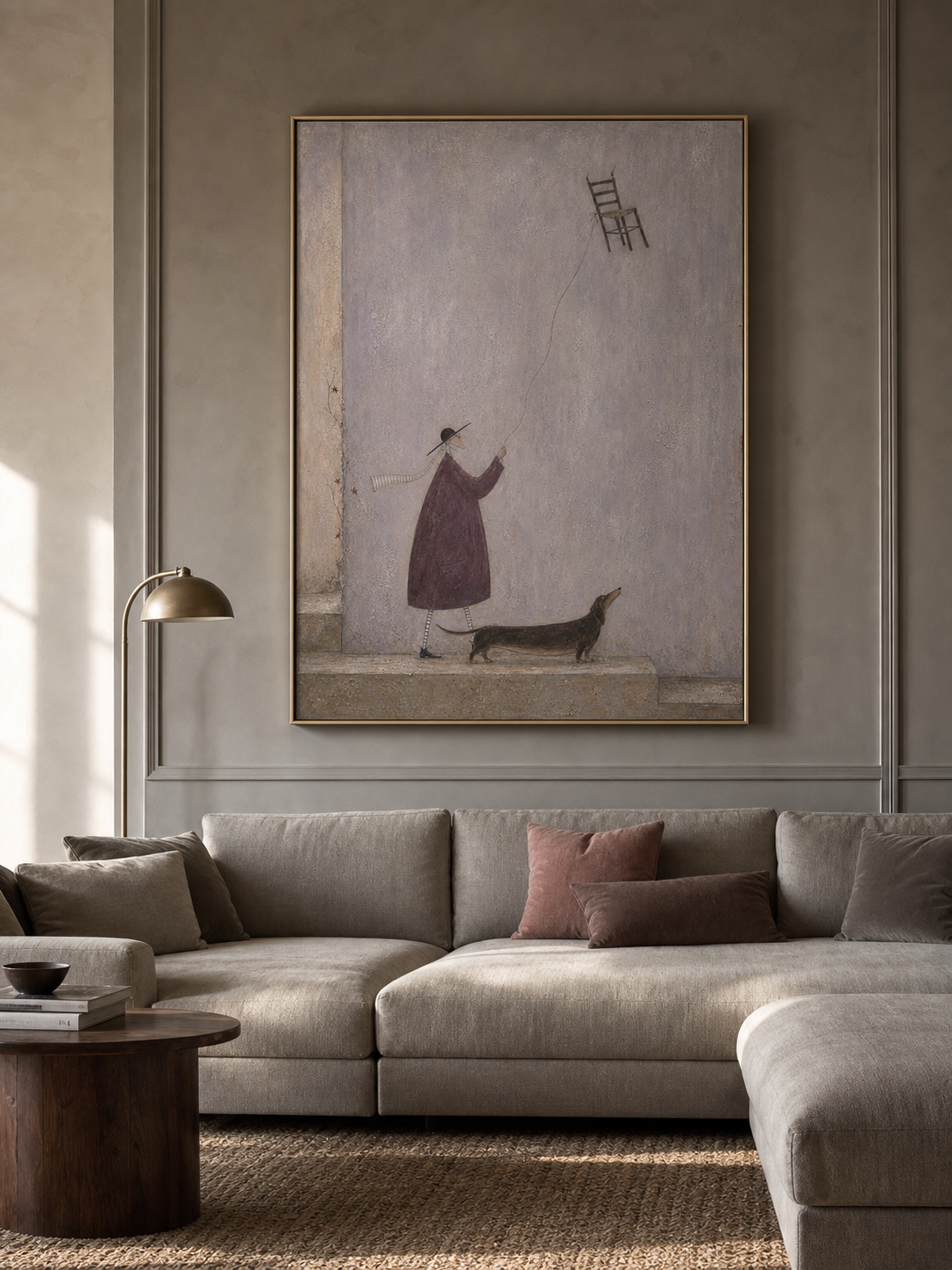 Whimsical Dachshund Art With Surreal Chair Balloon For Modern Home Decor