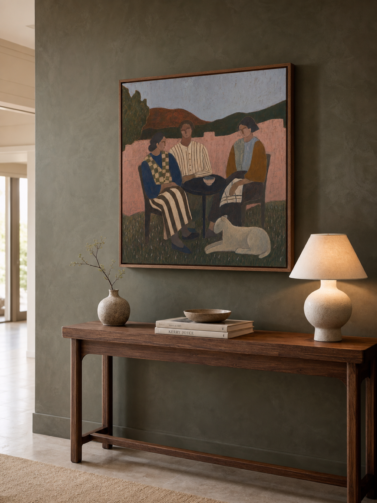 Vintage Folk Art Painting With Rustic Charm For Cozy Living Spaces