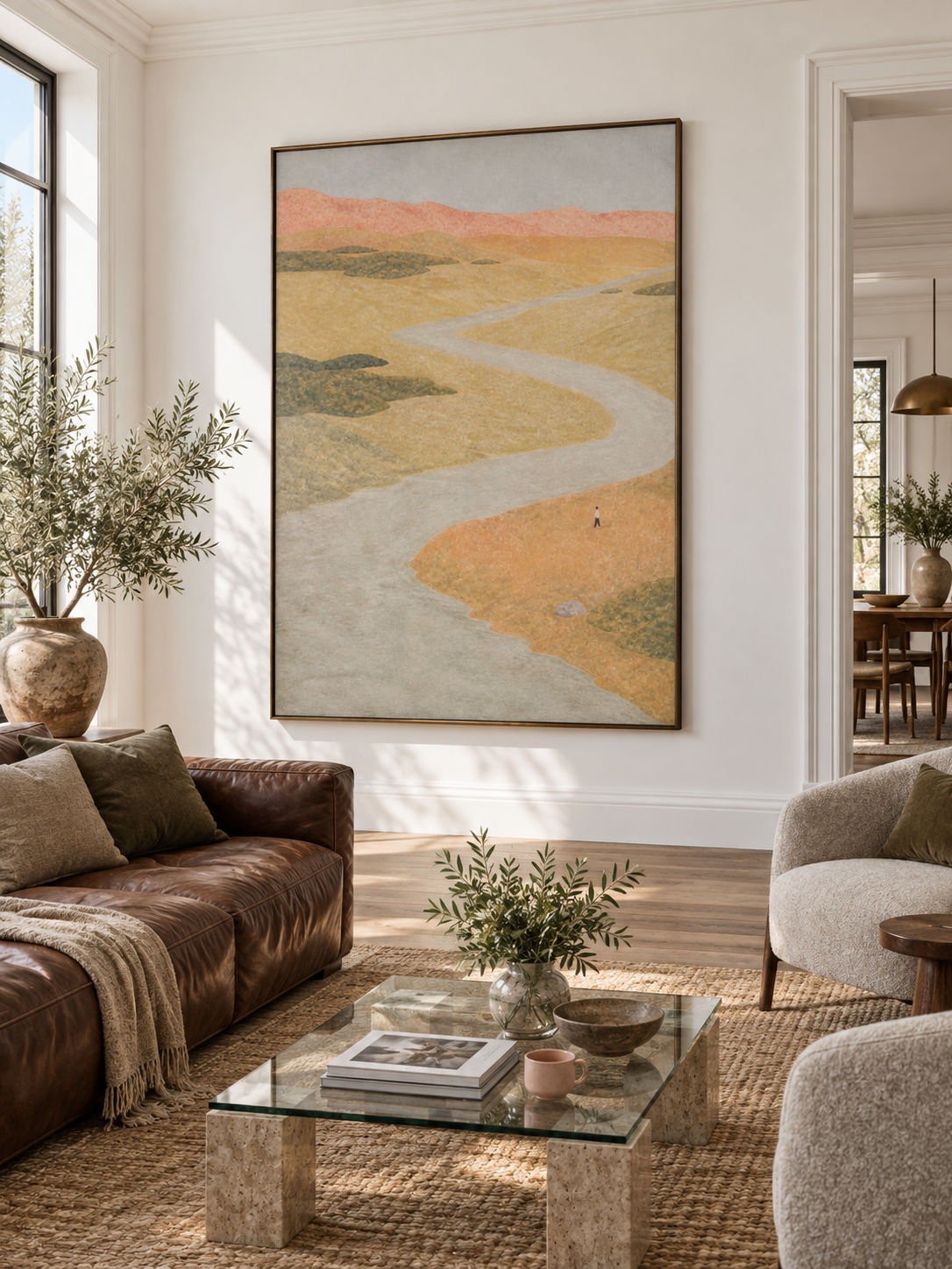 Lone Walker Beside A Meandering Coastal Estuary Contemporary Landscape Painting