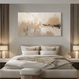 Minimalist Brown Texture Painting Large Horizontal Abstract Painting Pure Handmade Beige Gray Wall Art