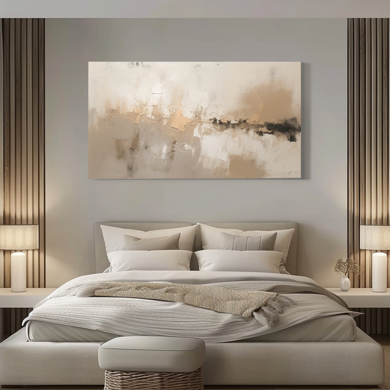 Minimalist Brown Texture Painting Large Horizontal Abstract Painting Pure Handmade Beige Gray Wall Art