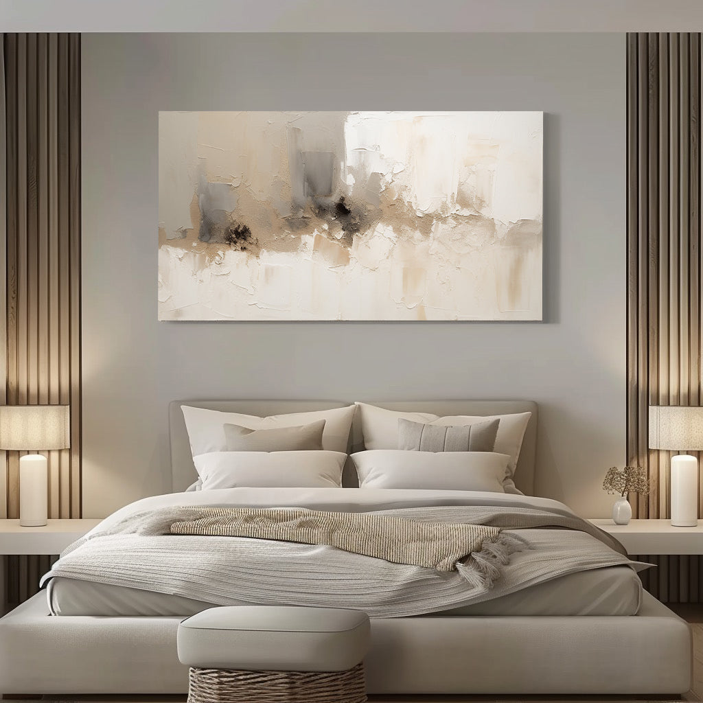 Beige Minimalist Wall Art Large Original Beige Abstract Painting Neutral Wall Art Framed