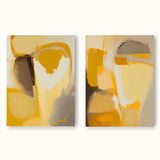 2 Piece Yellow Minimalist Abstract Canvas Painting Framed Set Of 2 Bright Minimalist Wall Art For Wall Decor