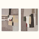 Set Of 2 Contemporary Minimalist Art Framed Geometric Minimalist Abstract Art Painting Acrylic