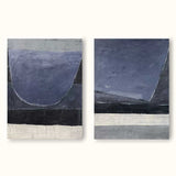 2P Modern Abstract Minimalist Canvas Painting Blue And White Framed For Living Room Decor