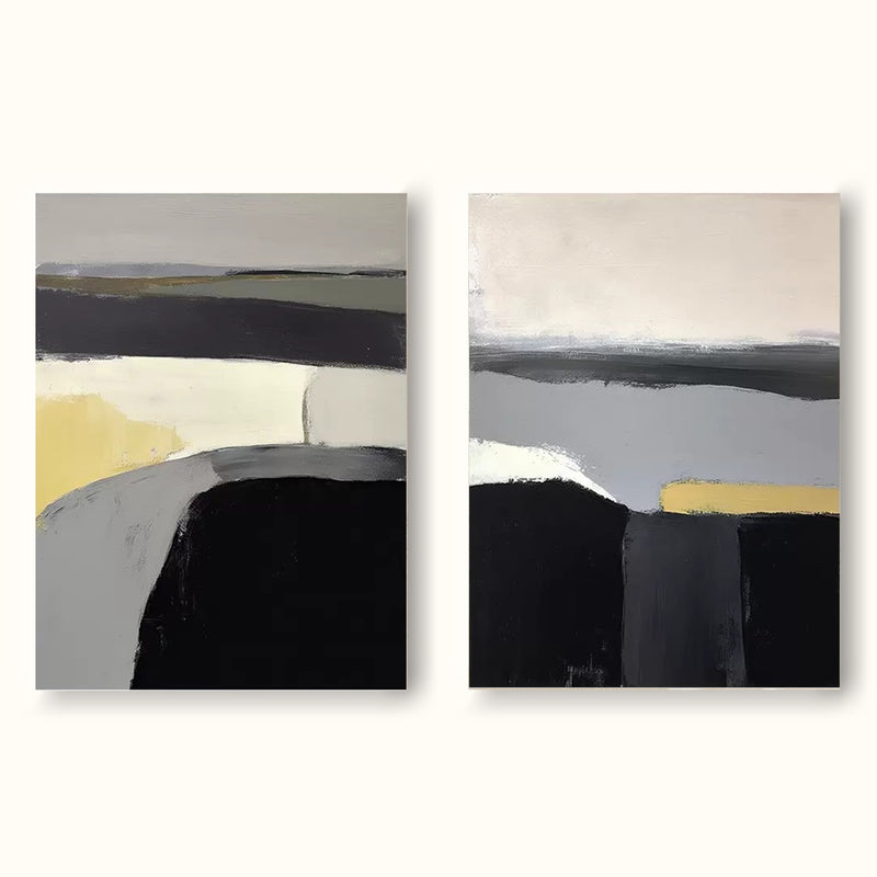 Diptych Minimalist Landscape Painting On Canvas Set Of 2 Landscape Art For Living Room