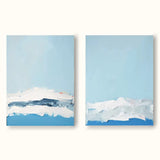 2 Piece Minimalist Painting Blue And White Landscape Minimalist Canvas Art Framed For Living Room