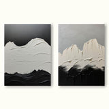 Set Of 2 Minimalist Canvas Painting White And Black Minimalist Acrylic Painting Black and White Abstract Art