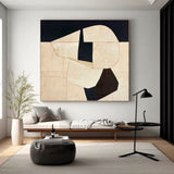 3D Minimalist Textured Beige Painting Large Beige Abstract Minimalist Painting