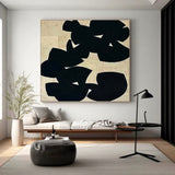 Large Minimalist Beige Canvas Painting Beige Minimalist Abstract Painting