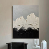 Black Canvas Wall Art White And Black Minimalist Canvas Painting Rich Textured Painting
