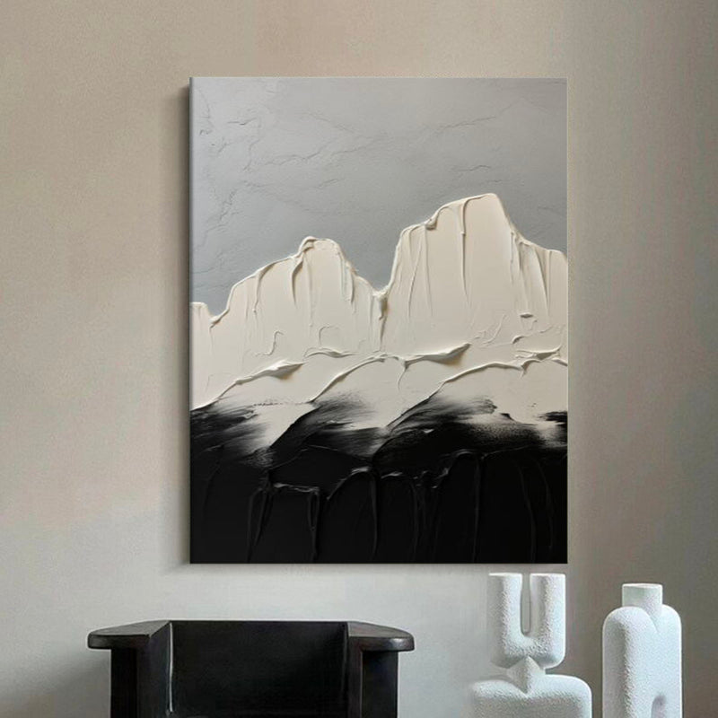 Black Canvas Wall Art White And Black Minimalist Canvas Painting Rich Textured Painting