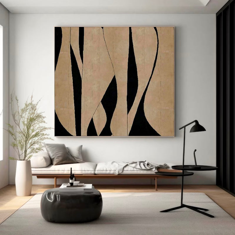 Large Brown And Black Minimalist Wall Art Minimalist Brown Canvas Art Brown Neutral Painting