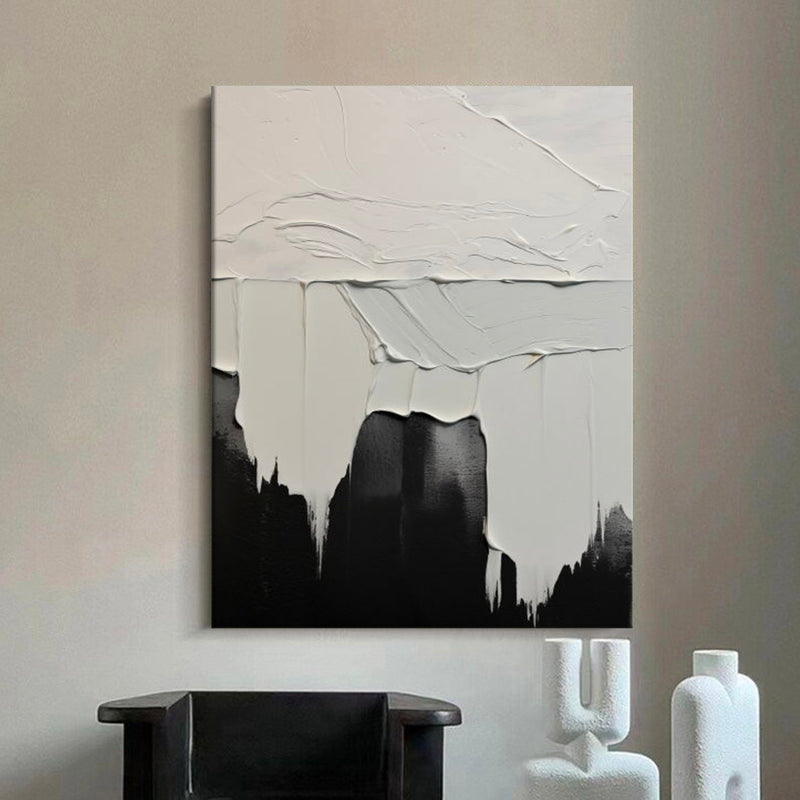 Modern Minimalist Abstract Painting Original Abstract White And Black Texture Painting