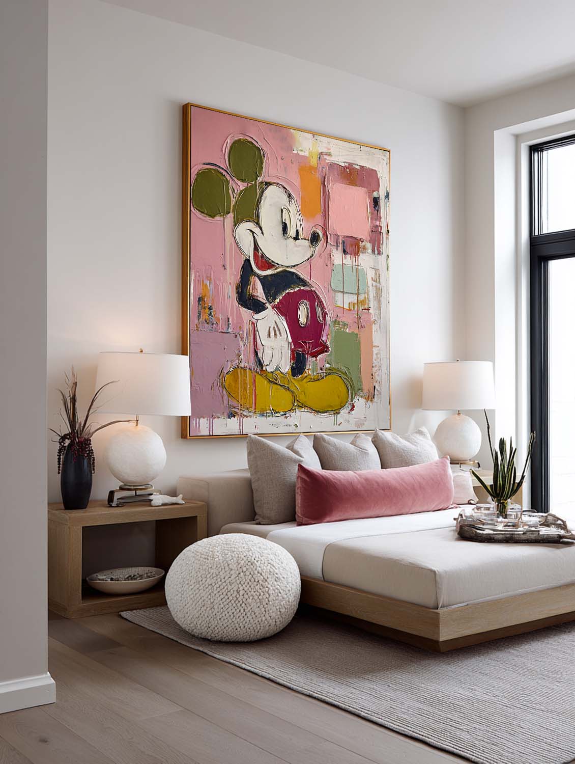 Original Mickey Abstract Painting Large Colorful Mickey Wall Art Original Textured Mickey Abstract Artwork