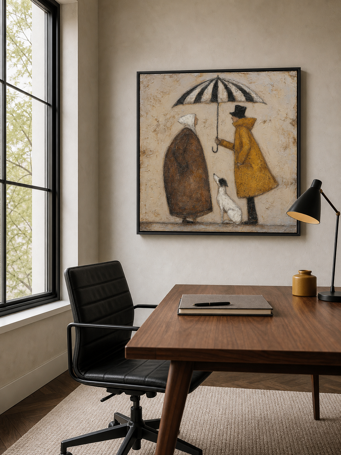 Folk Minimalist Wall Art Vintage Figures Canvas Painting For Big Entryway