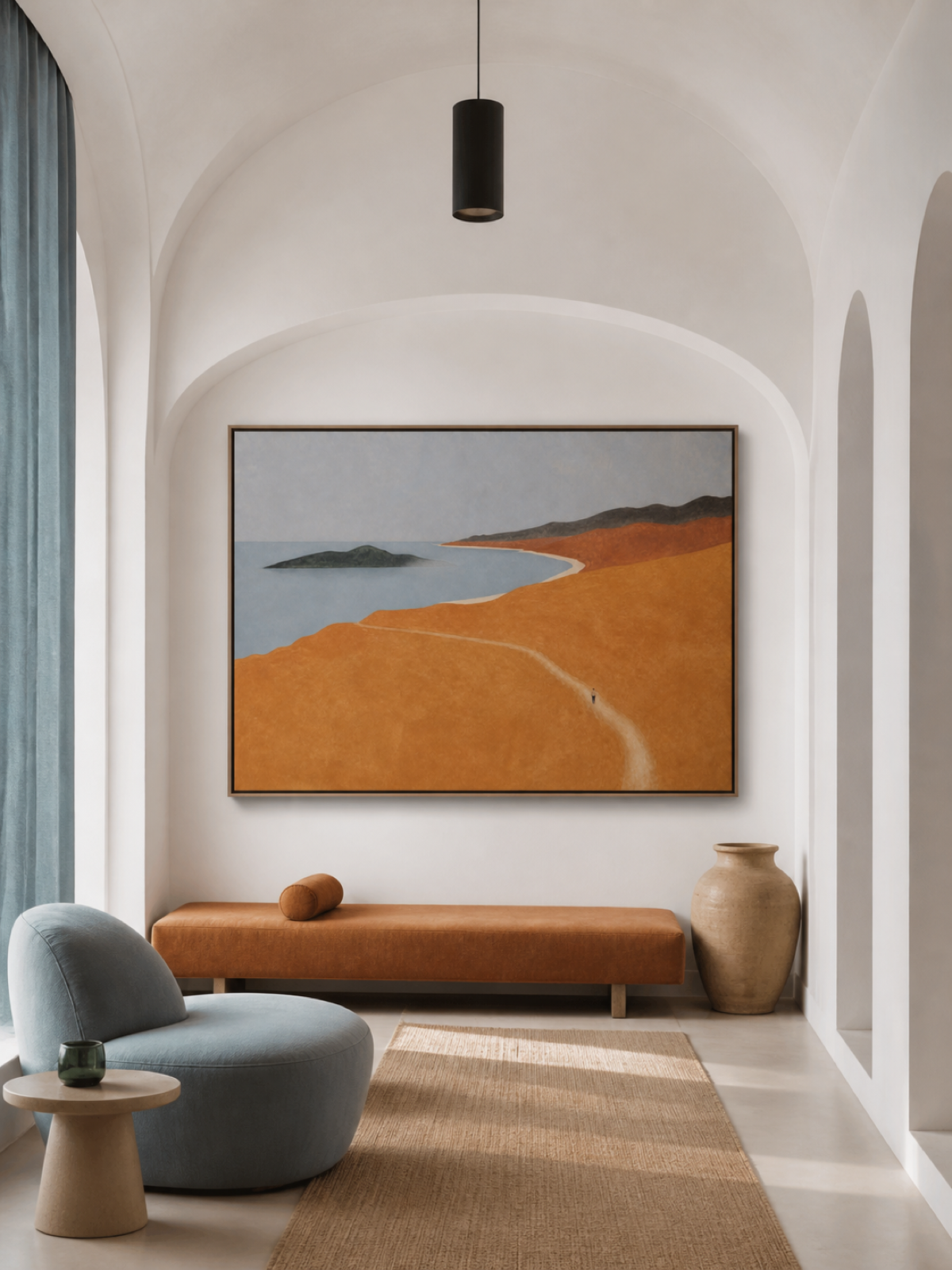 Warm Landscape Canvas Painting For Living Room Modern Organic Decor