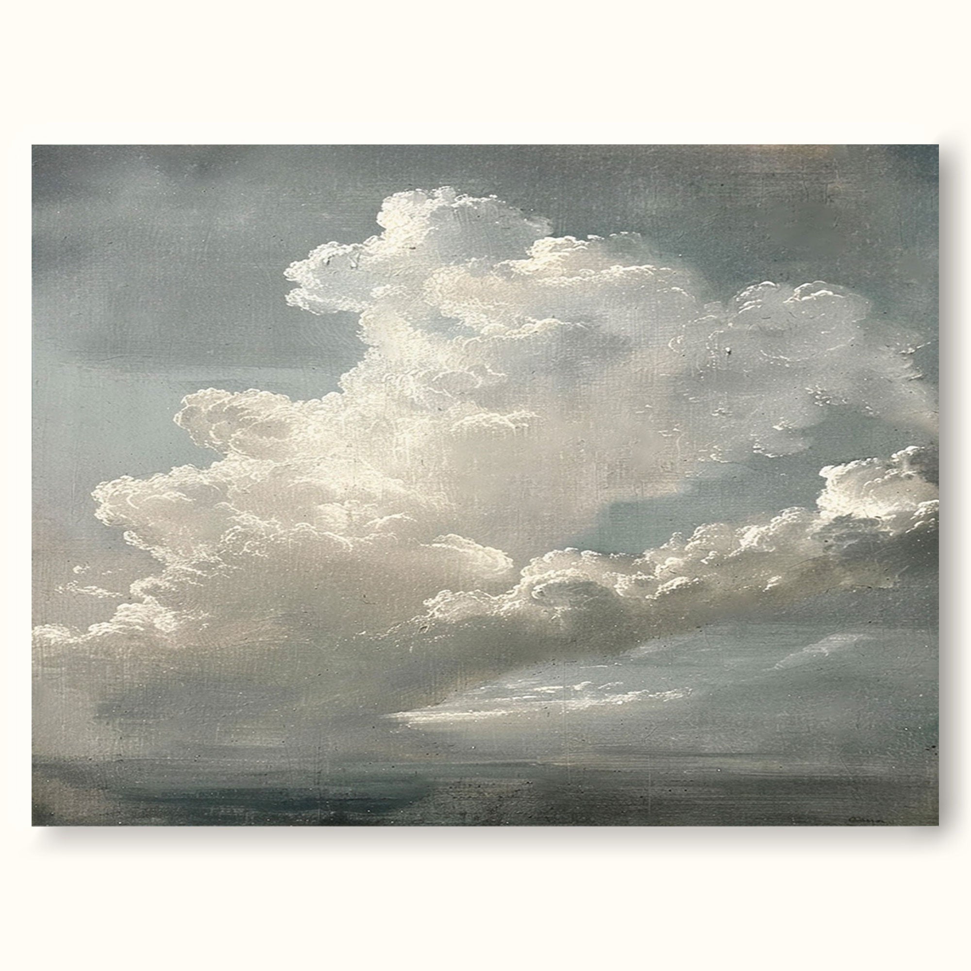 Horizontal Vintage Cloud Painting For Over The Bed Sanctuary Modern Serenity Art