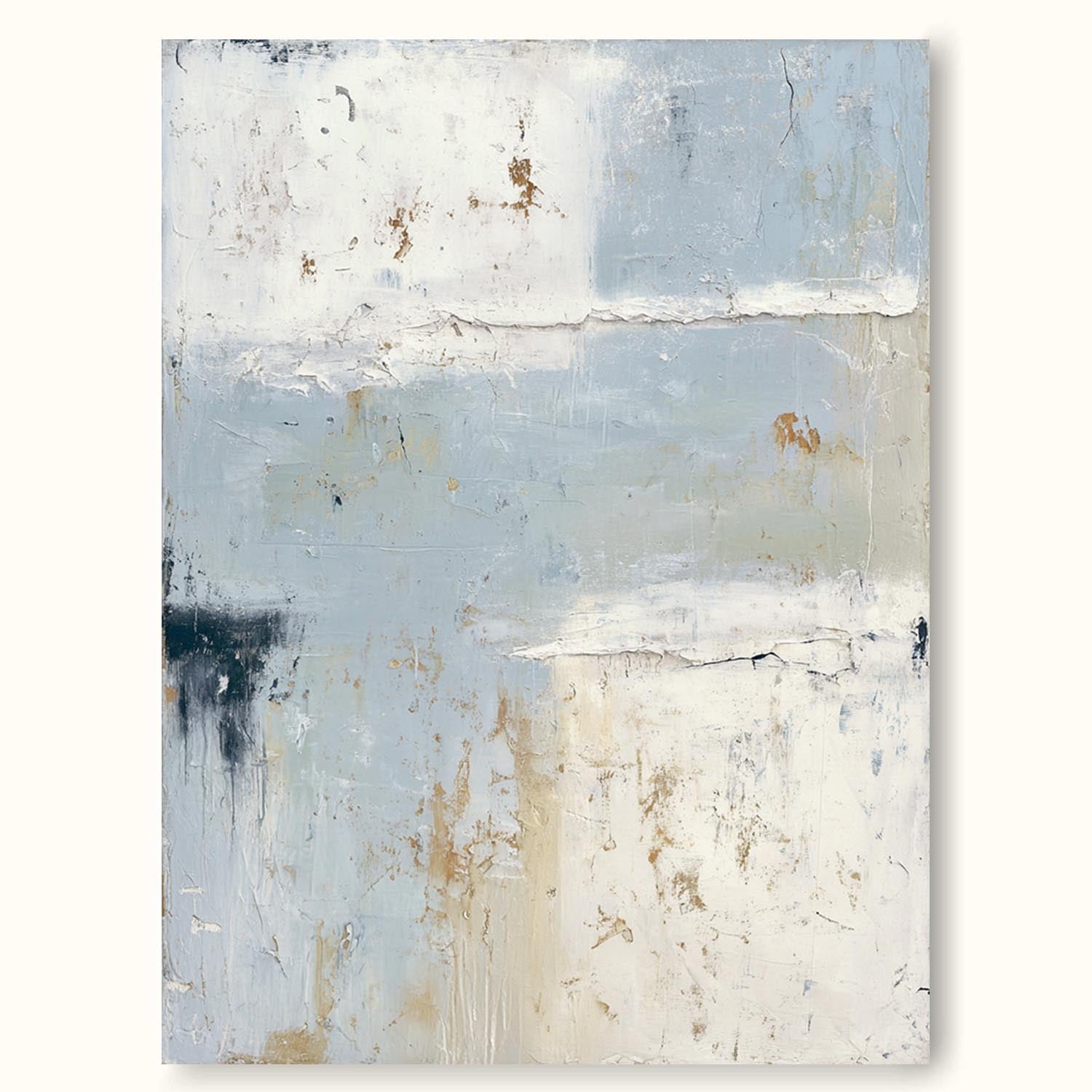 Large Blue And Gray Wabi Sabi Abstract Painting Minimalist Textured Canvas Wall Art For Modern Home Decor