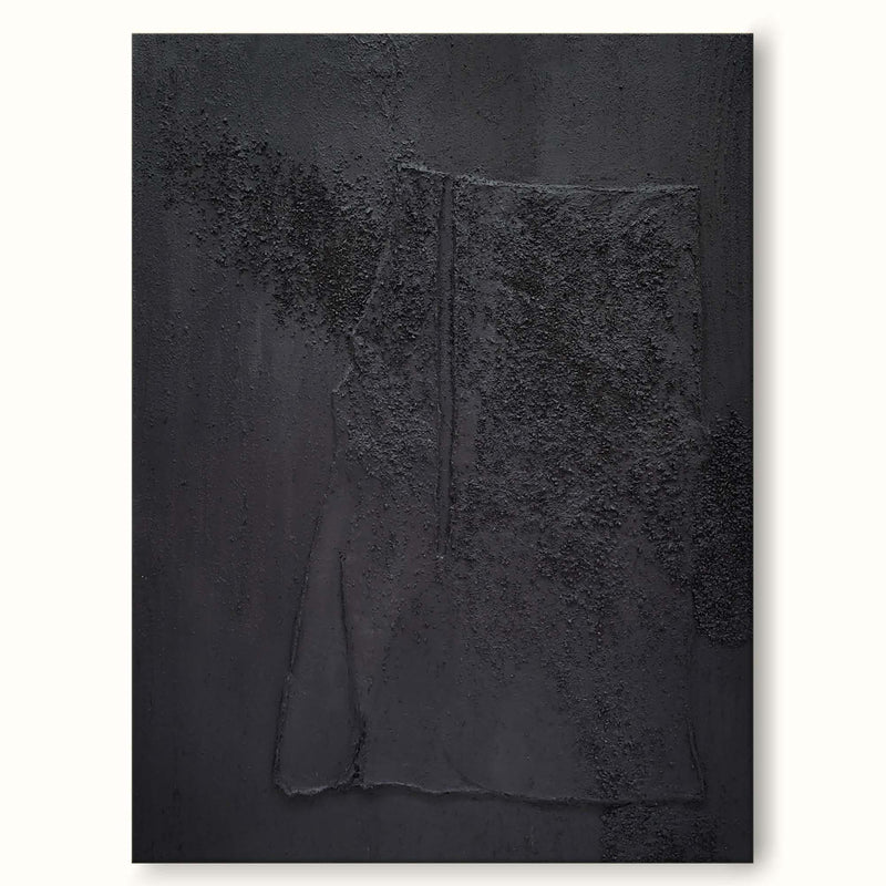 Large Black Abstract Painting Minimalist Black Abstract Painting Living Room Wall Decor Painting