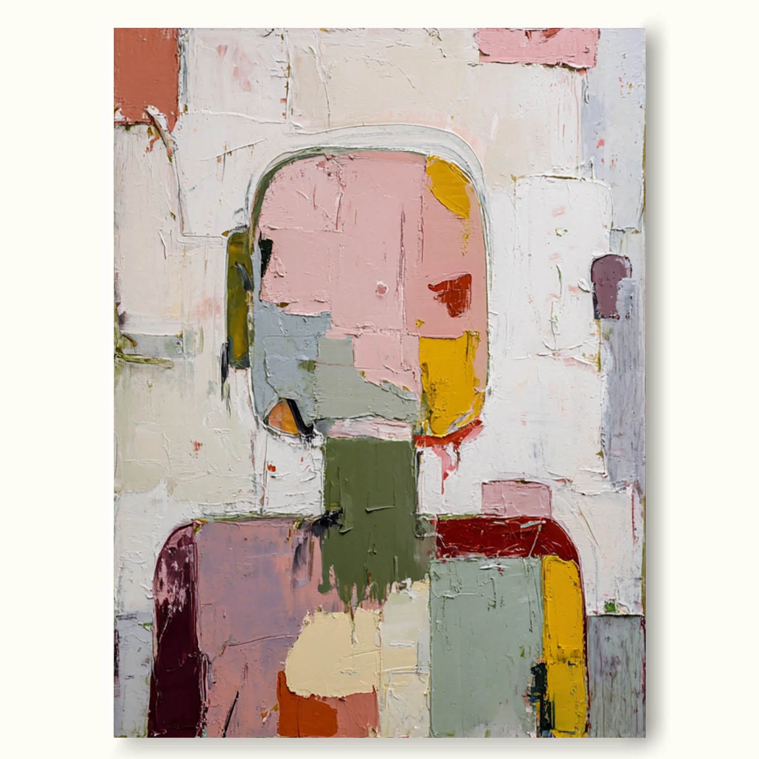 Original Brown and White Oil Painting Contemporary Abstract Oil Painting Large Blue Abstract Canvas Art