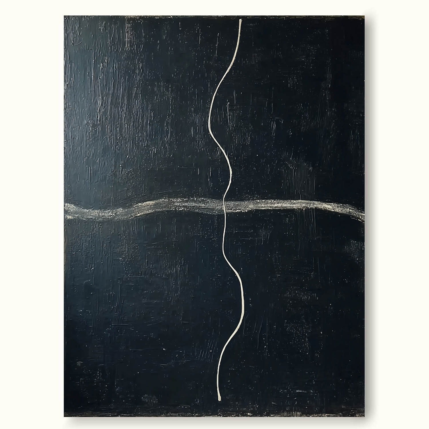 Handmade Modern Black Line Painting Large Minimalist Black Line Wall Art Large Abstract Wall Decor For Living Room