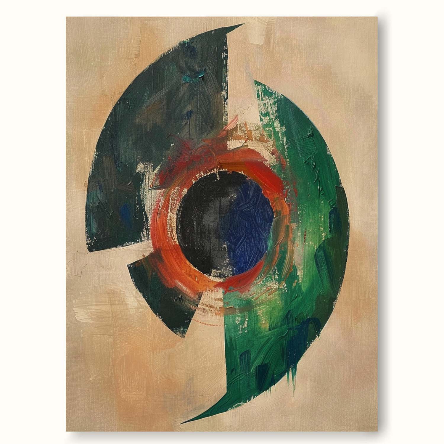 Large Minimalist Geometric Abstract Oil Painting Modern Geometric Abstract Expressionist Painting Green Geometric Wall Art
