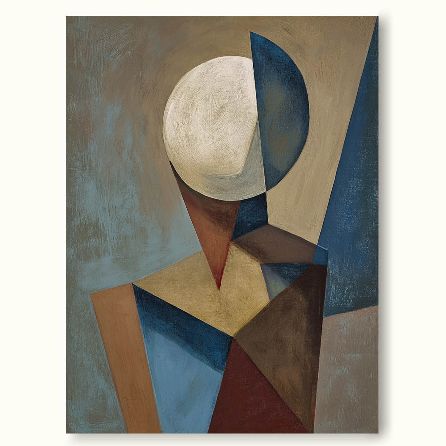 Geometric Round Head Abstract Painting Handmade Abstract Geometry Portrait Art Circular Head Geometric Art On Canvas