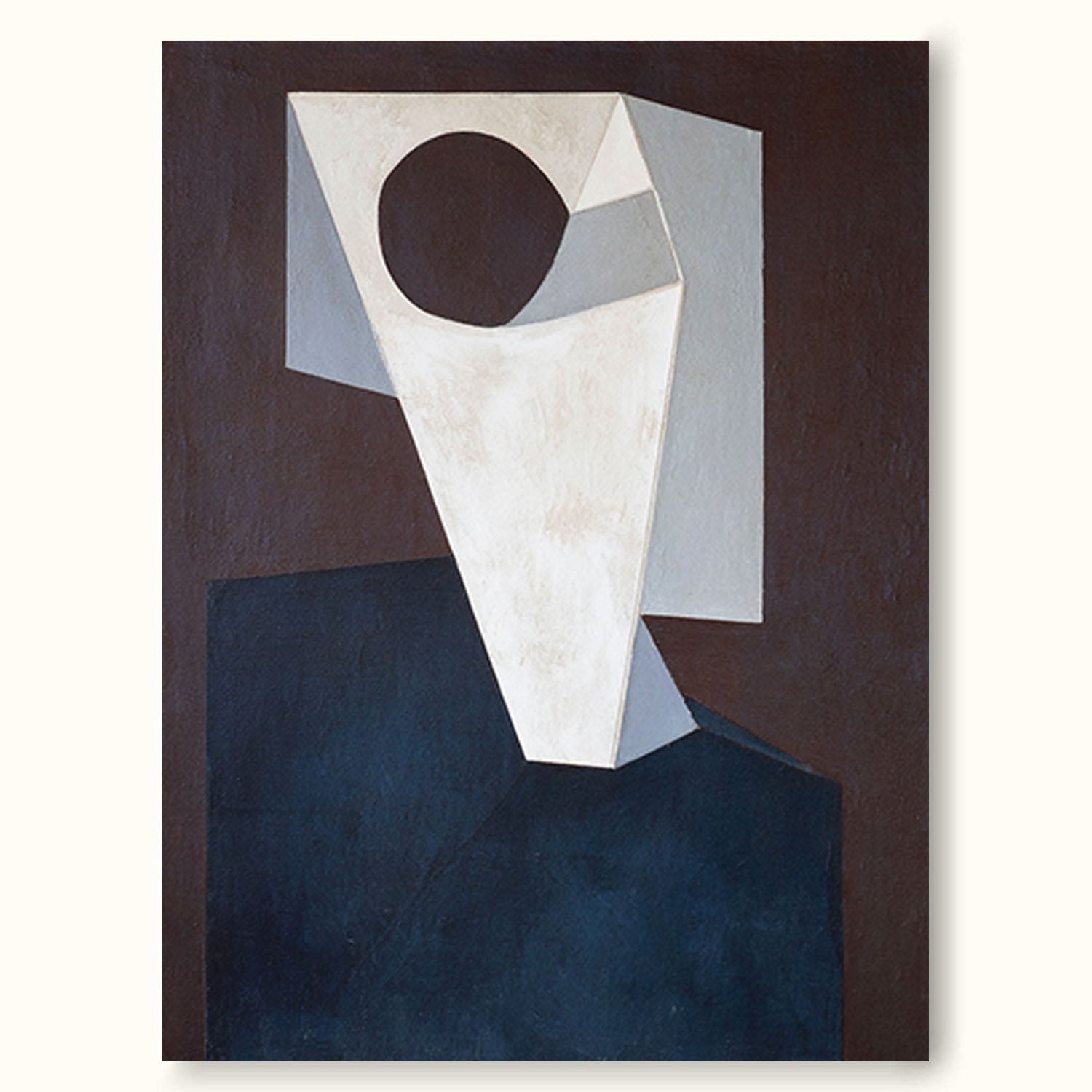 Geometric Blue And White Abstract Portrait Canvas Modern Abstract Face Art Large Blue And White Geometric Wall Art