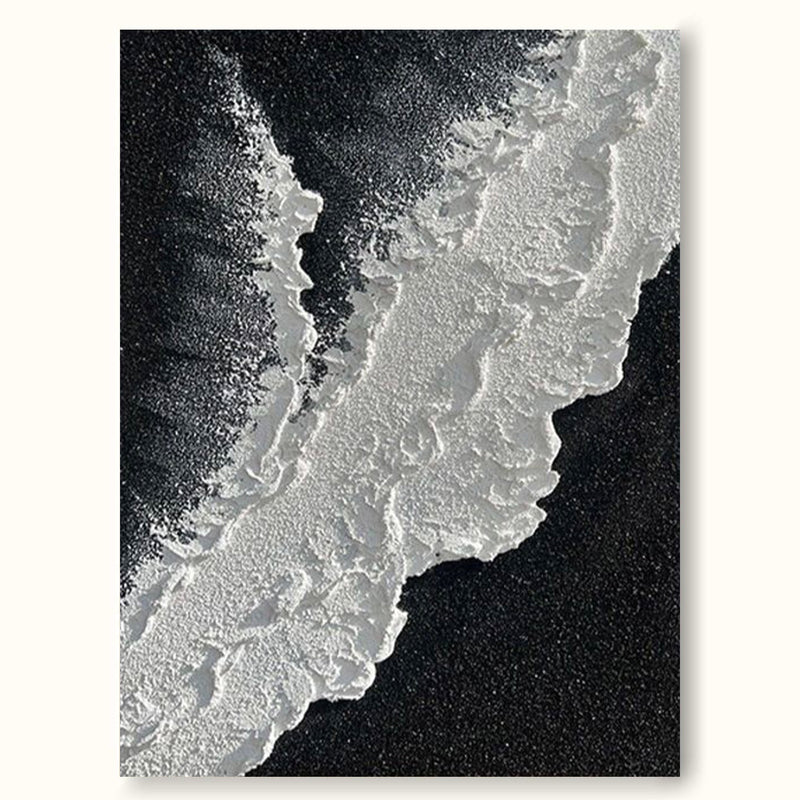 Minimalist Black And White Ocean Painting Large White Black 3D Texture Wall Art