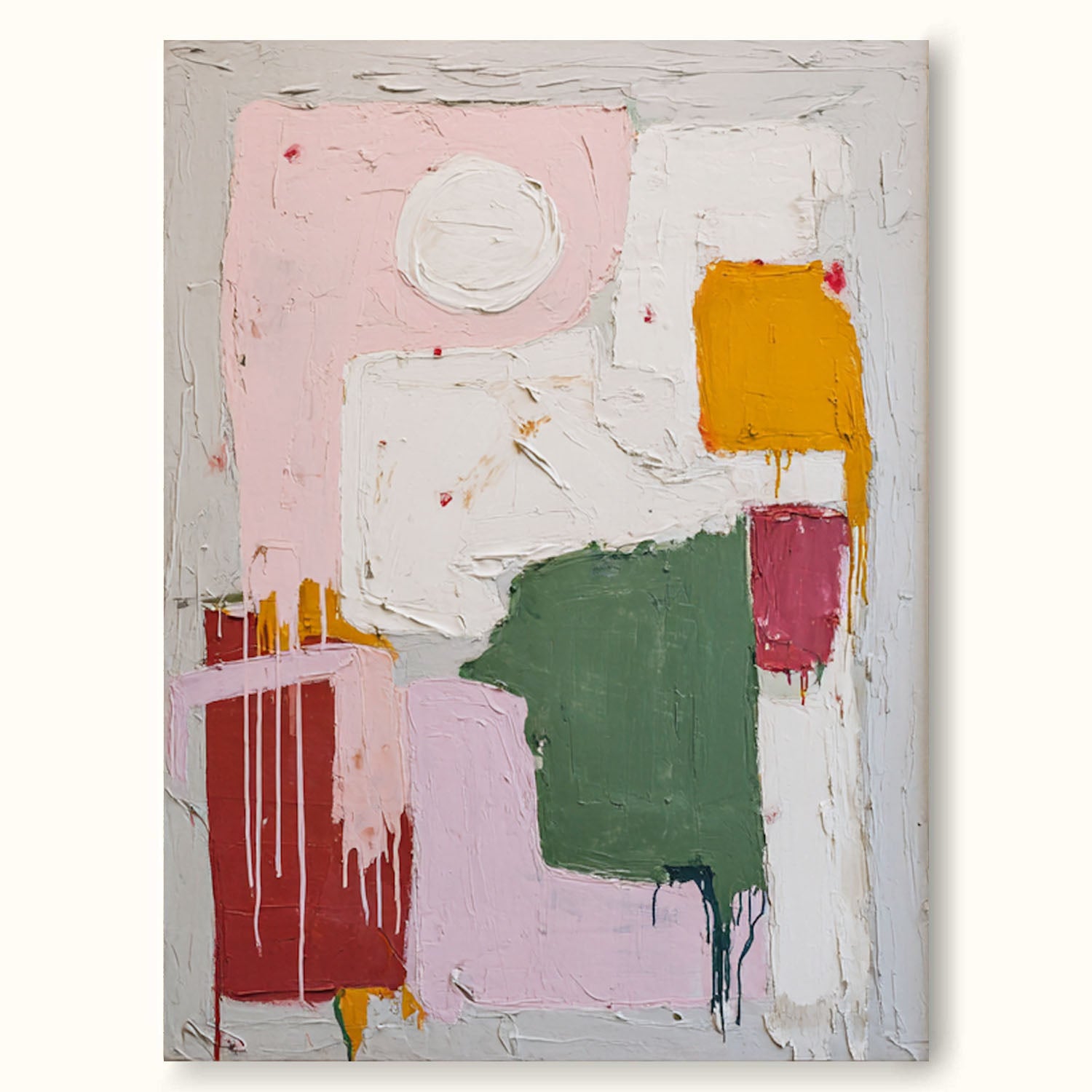 Large Multicolor Minimalist Abstract Painting Modern Multicolor Minimalist Abstract Wall Art Hand-Painted Textured Oil Painting
