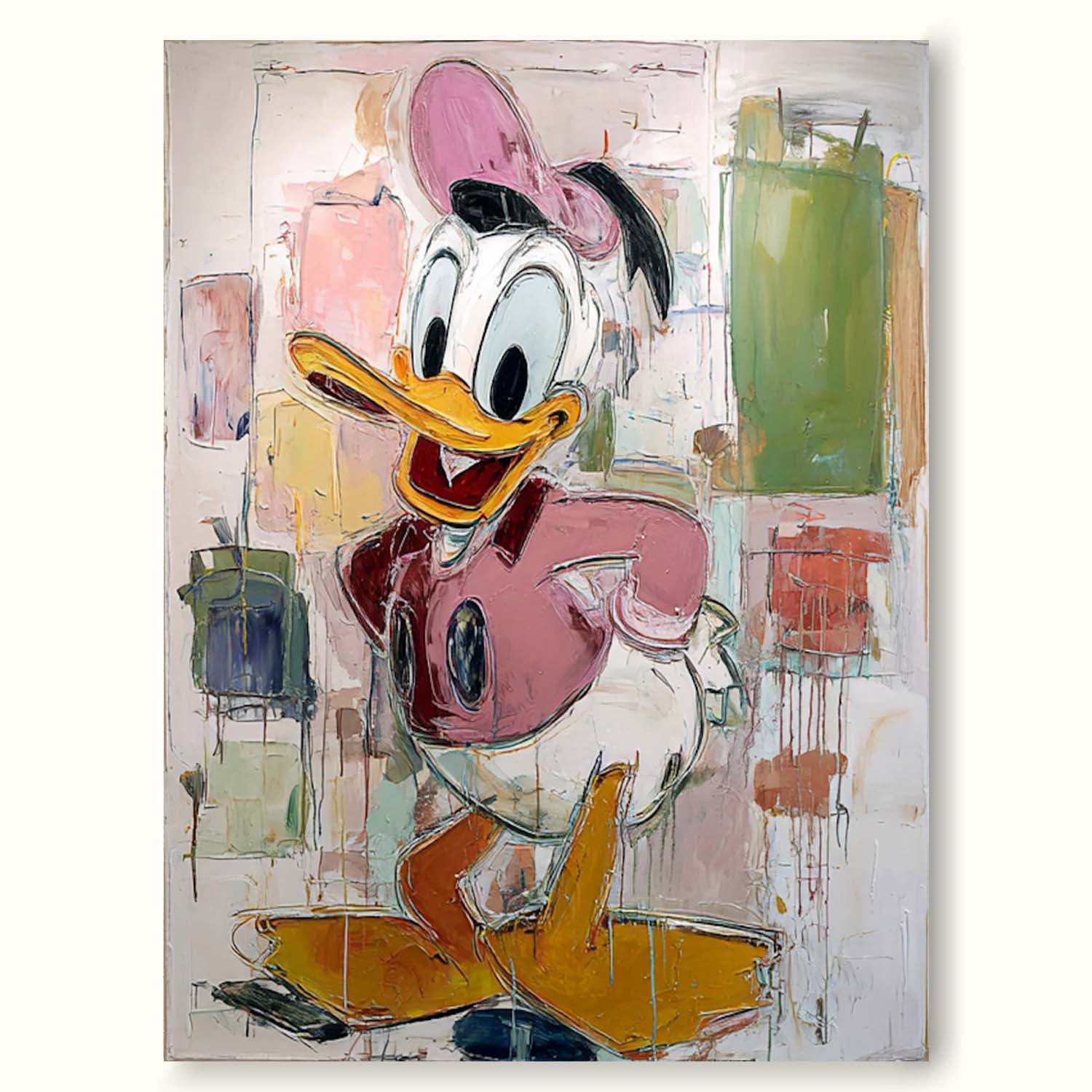 Donald Duck Abstract Painting On Canvas Hand-Painted Donald Duck Oil Painting Large Donald Duck Wall Art