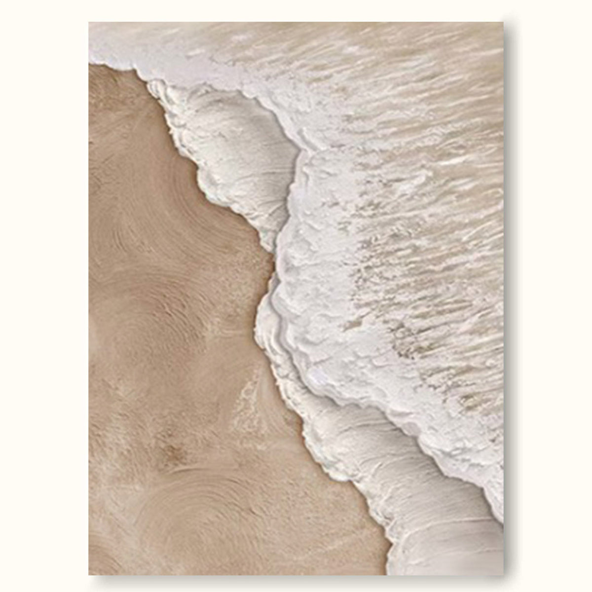 3d White And Beige Minimalist Textured Wall Art Beach Painting Ocean ...