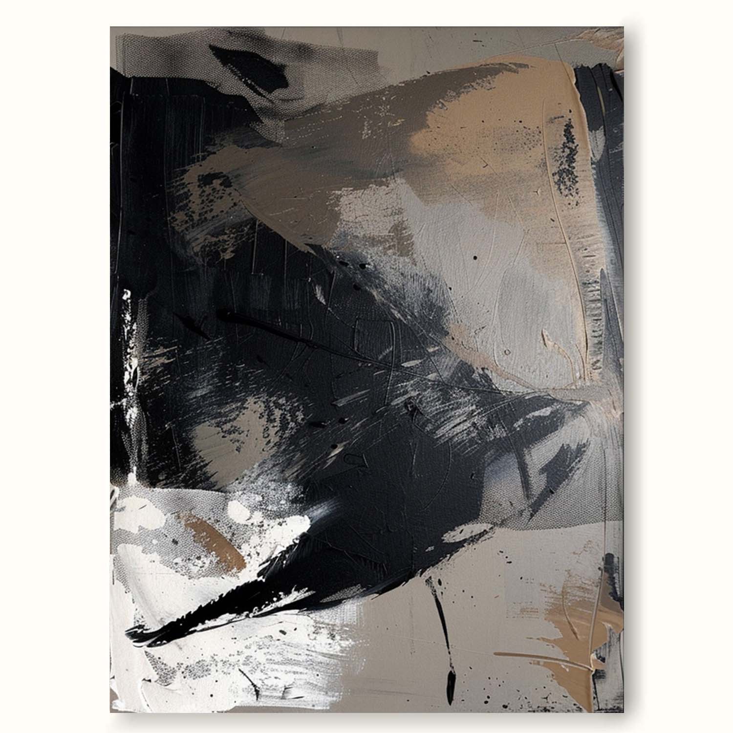 Vintage Black And Grey Abstract Wall Art Original Black Texture Painting Black And White Abstract Textured Painting