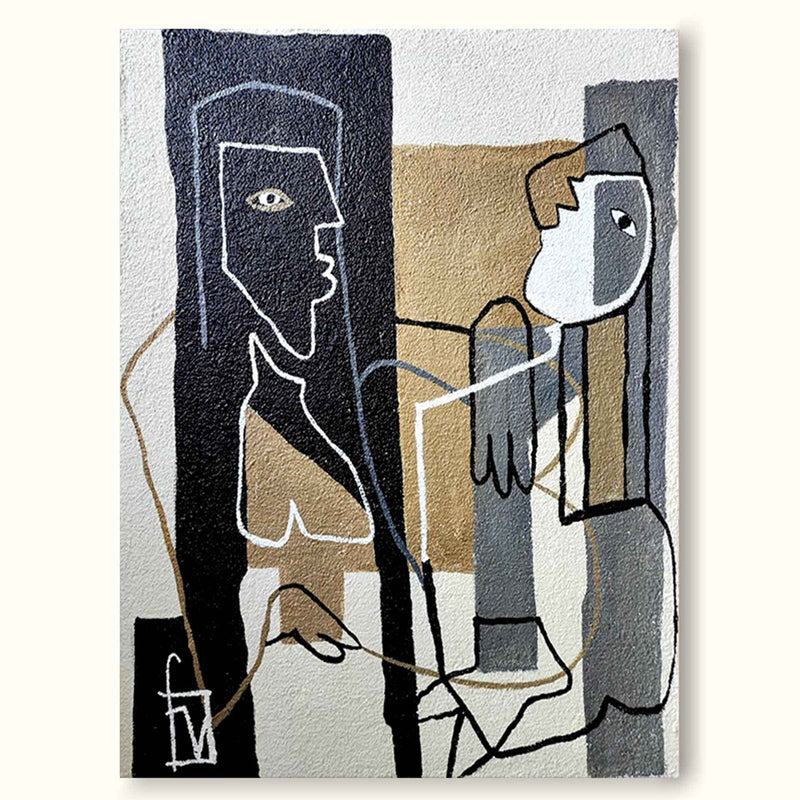 Vintage Minimalist Abstract People Art Framed Minimalist Canvas Art Nordic Minimalist Painting On Canvas