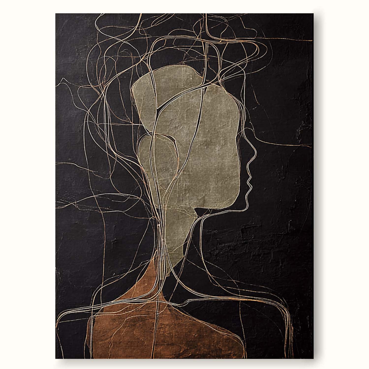 Large Black And Brown Abstract Figure Oil Painting Handmade Abstract Figure Wall Art Handmade Black Abstract Figure Painting