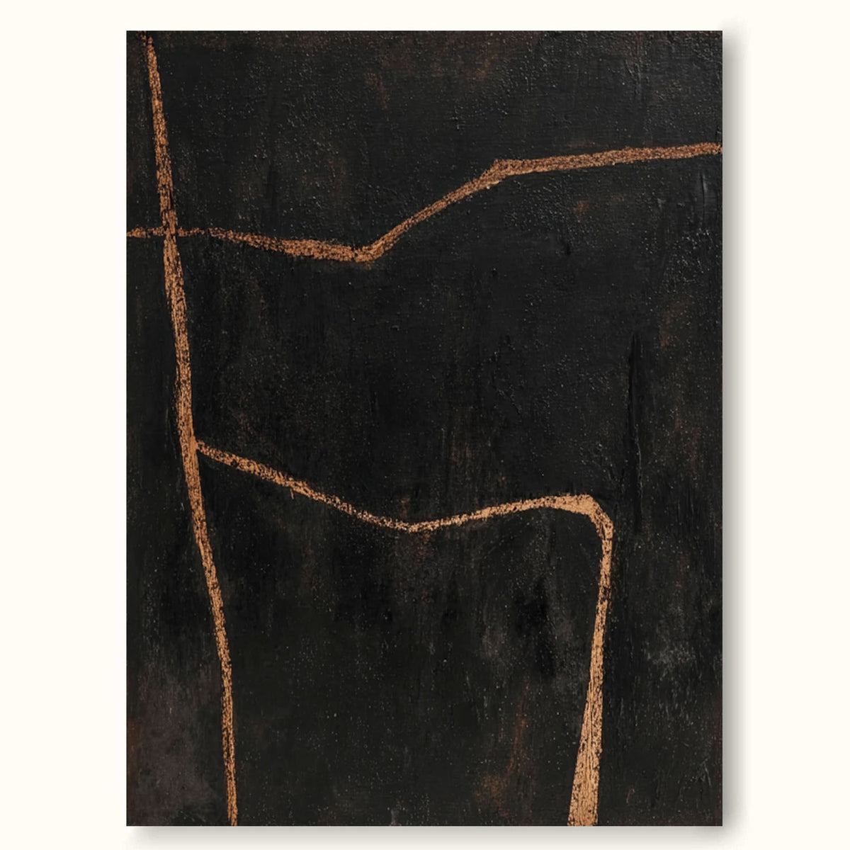 Abstract Line Pating Minimalist Black Abstract Line Painting Modern Handmade Black Abstract ...