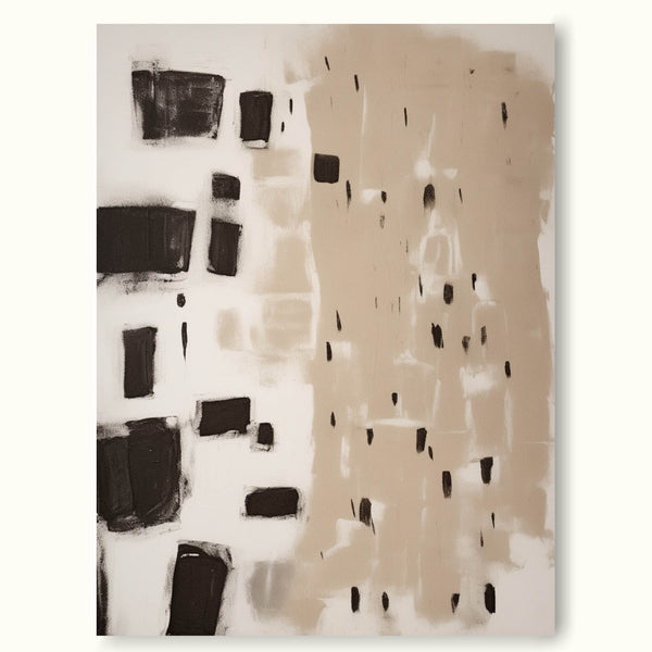 Large Minimalist Beige Black Abstract Painting Large Abstract Painting On Canvas