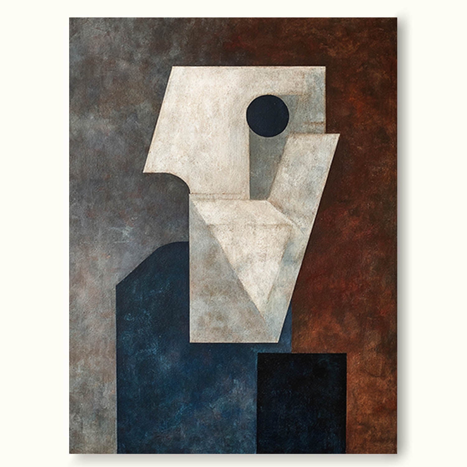 Original Blue And White Geometric Painting Large Blue And White Acrylic Painting Hand-Painted Abstract Geometric Wall Art