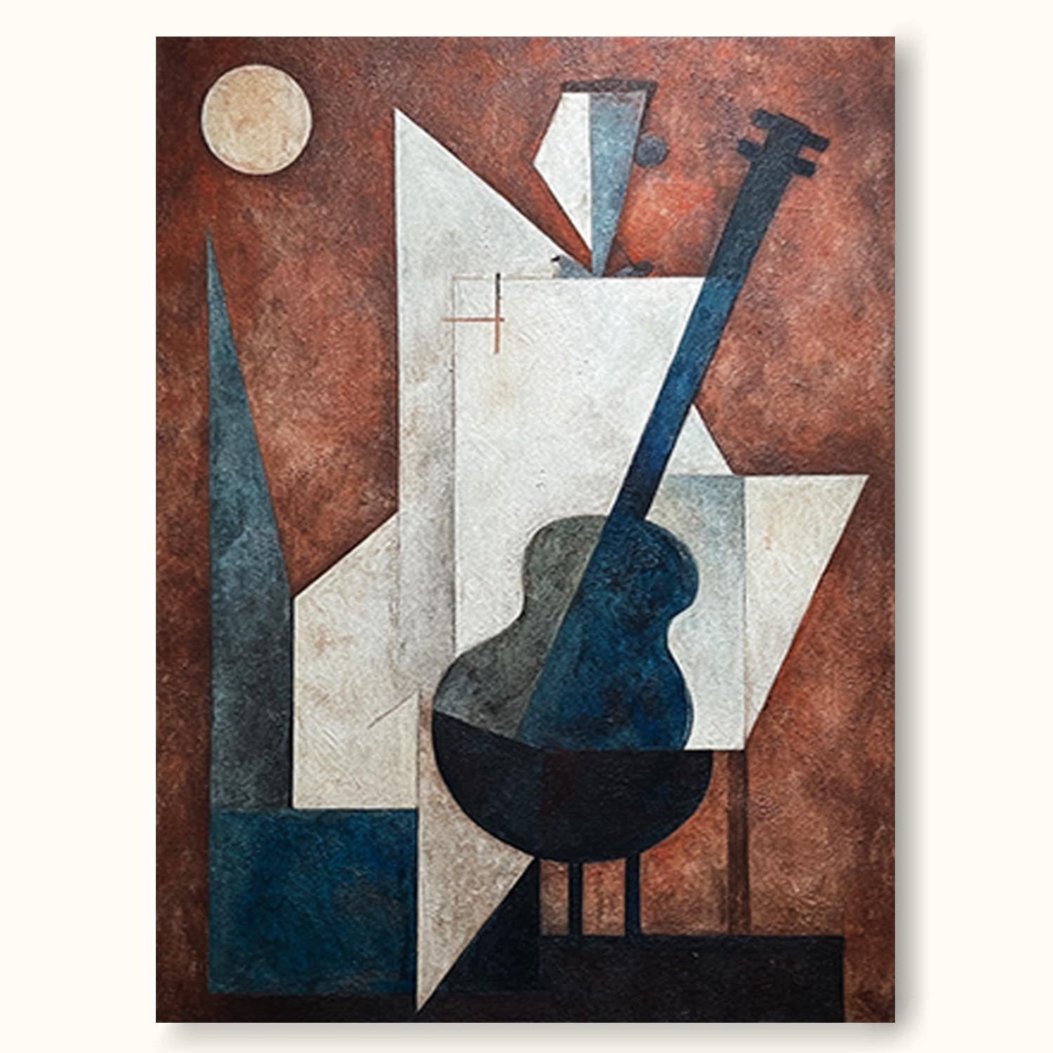 Large Red Abstract Geometric Oil Painting White And Red Wabi Sabi Wall ...