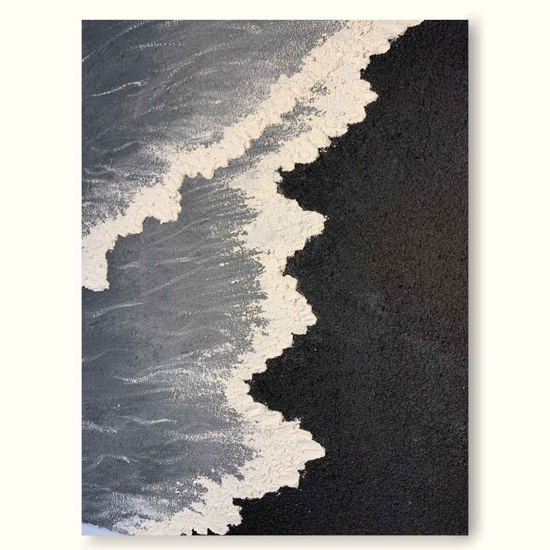 3d Minimalist Black Wave Painting Large Black And White Ocean Texture Painting