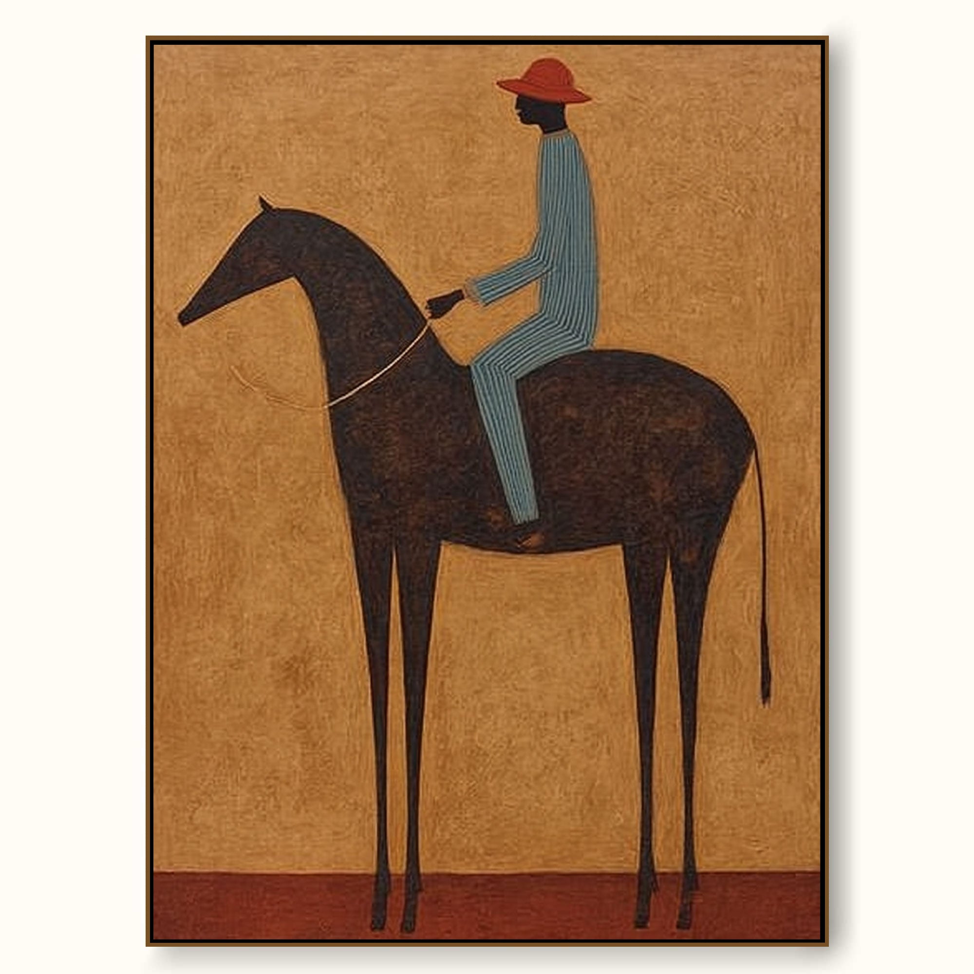 Original Equestrian Oil Painting Canvas Handmade Minimalist Rider Oil Painting
